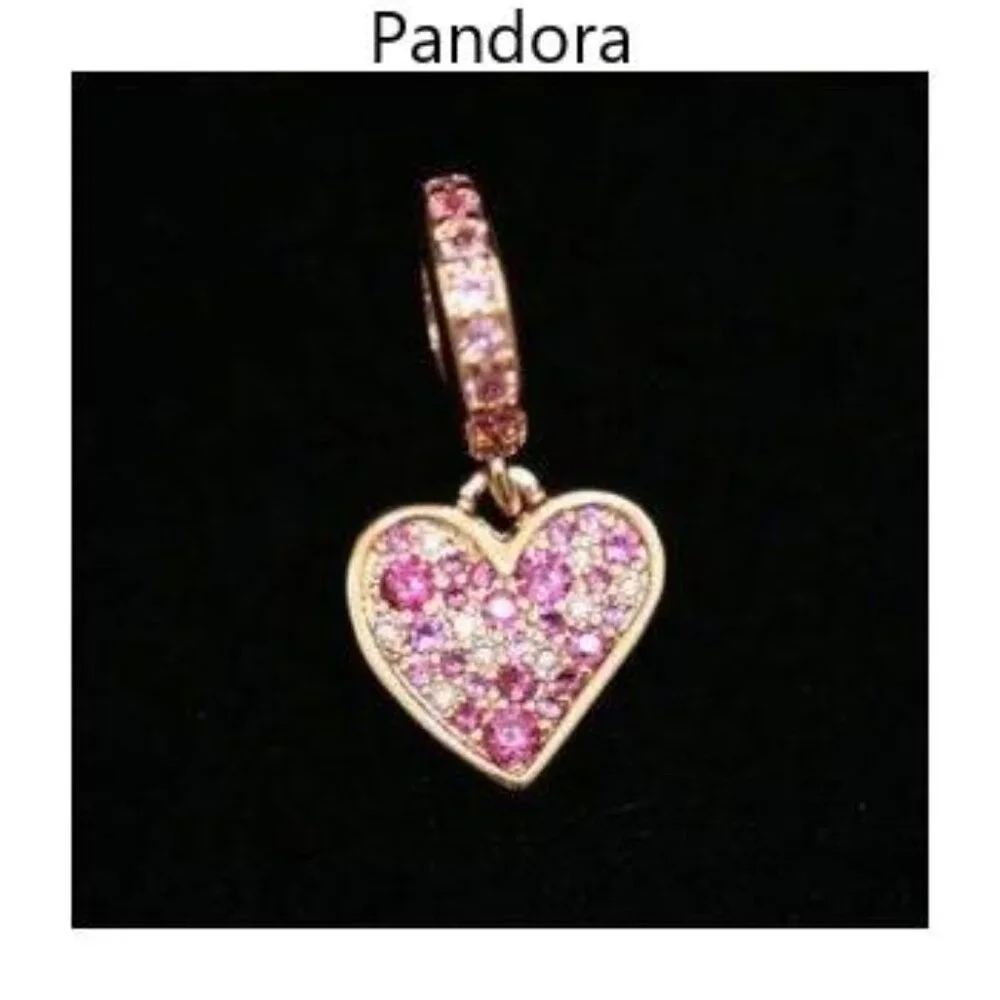 Pandora Pink Crystal Heart Bracelet Charm